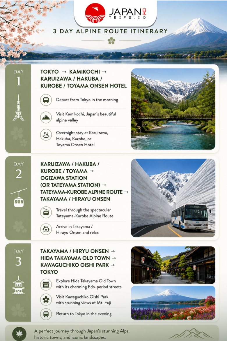 3-Day Japan Alpine Tour: Tateyama Snow Wall, Kamikochi & Mt. Fuji
