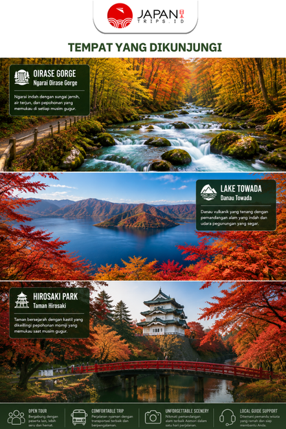 Aomori Autumn Day Tour: Oirase Gorge, Lake Towada & Hirosaki Park | Japan