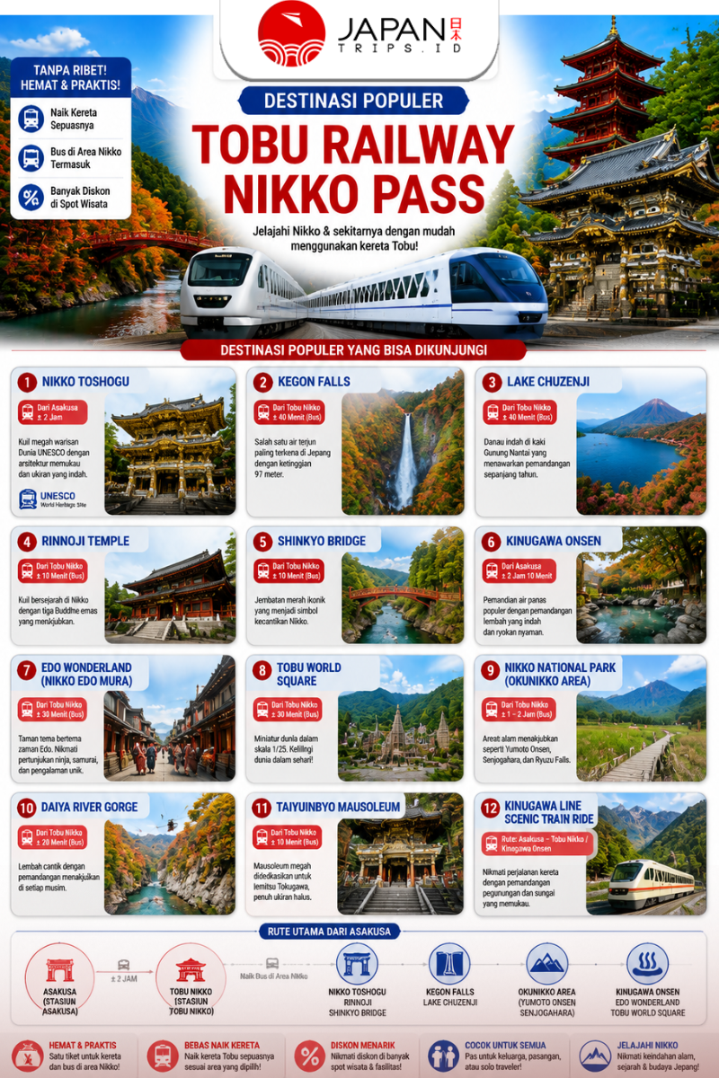 Tobu Railway Nikko Pass | Tiket Nikko Tobu Railway
