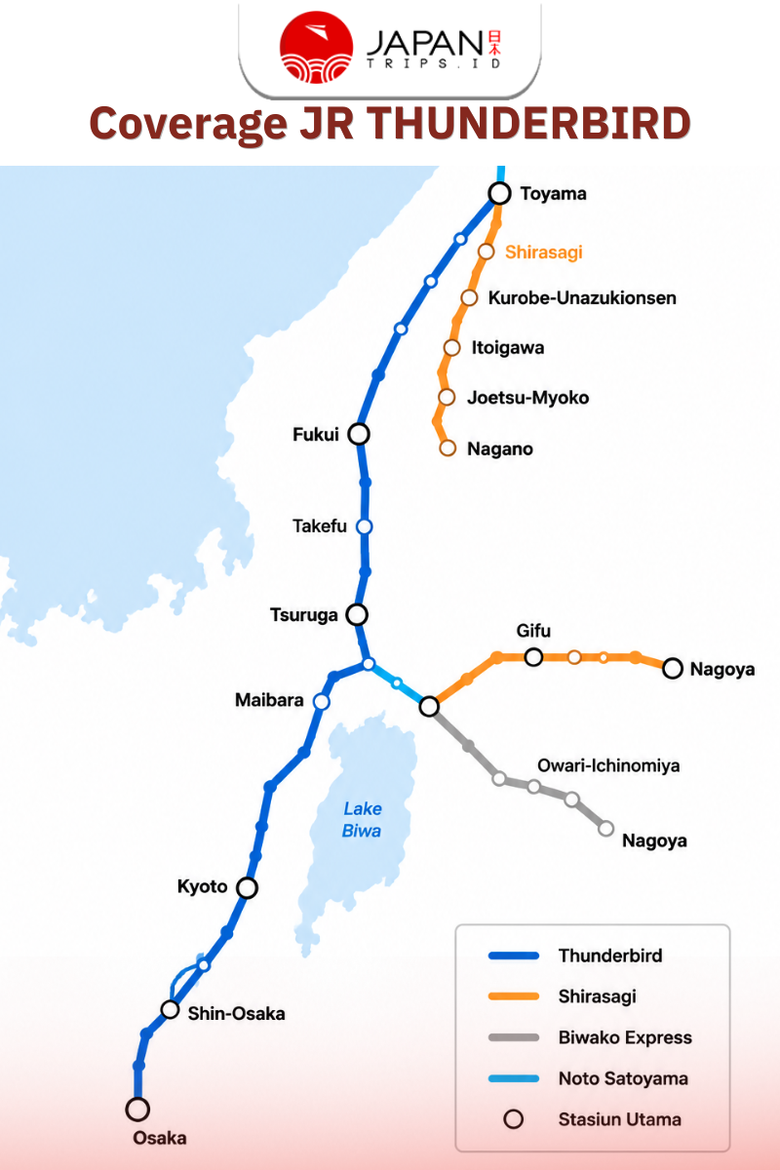 JR THUNDERBIRD Osaka/Kyoto dan Toyama/Fukui/Kanazawa｜One-way ticket