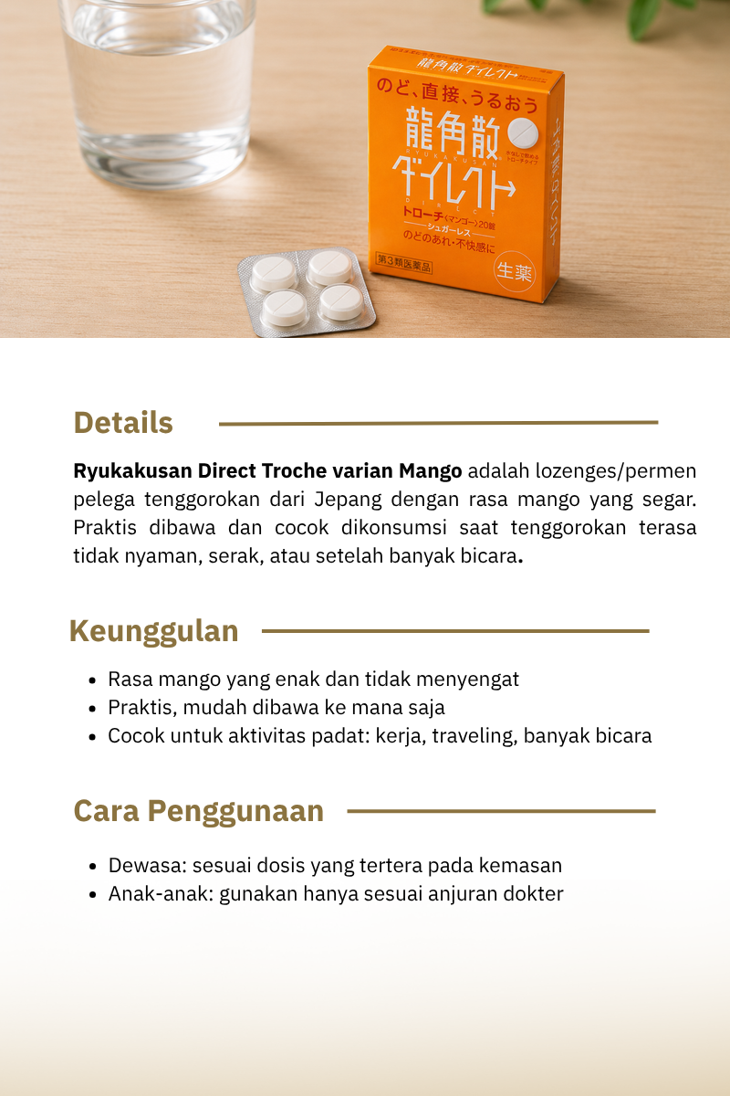 Ryukakusan Direct Troche Mango 20 Tablets | Japan