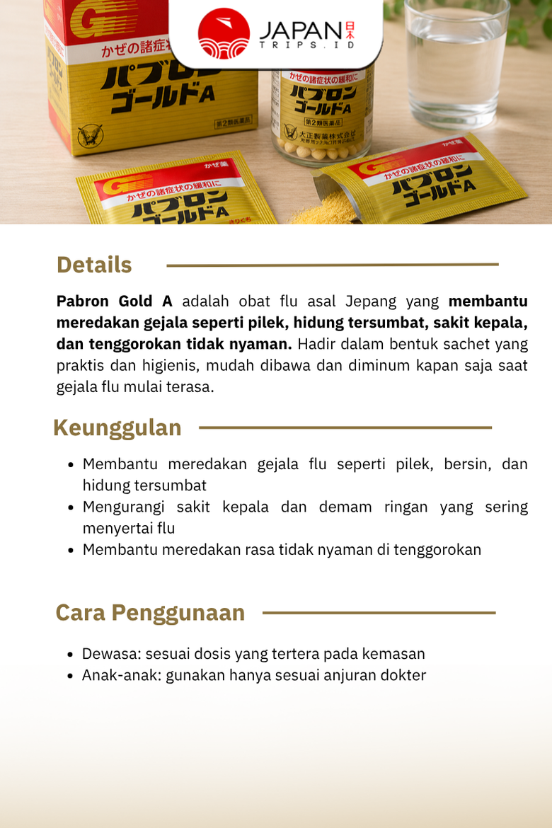 Pabron Gold A Obat Flu Jepang Original |  Obat Flu, Batuk & Pilek