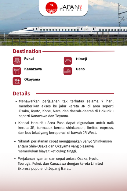 Kansai Hokuriku Area Pass 7 Days
