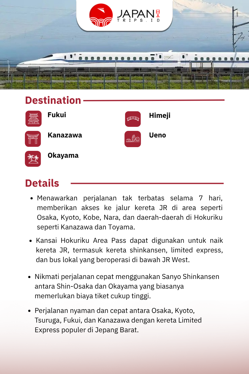 Kansai Hokuriku Area Pass 7 Days