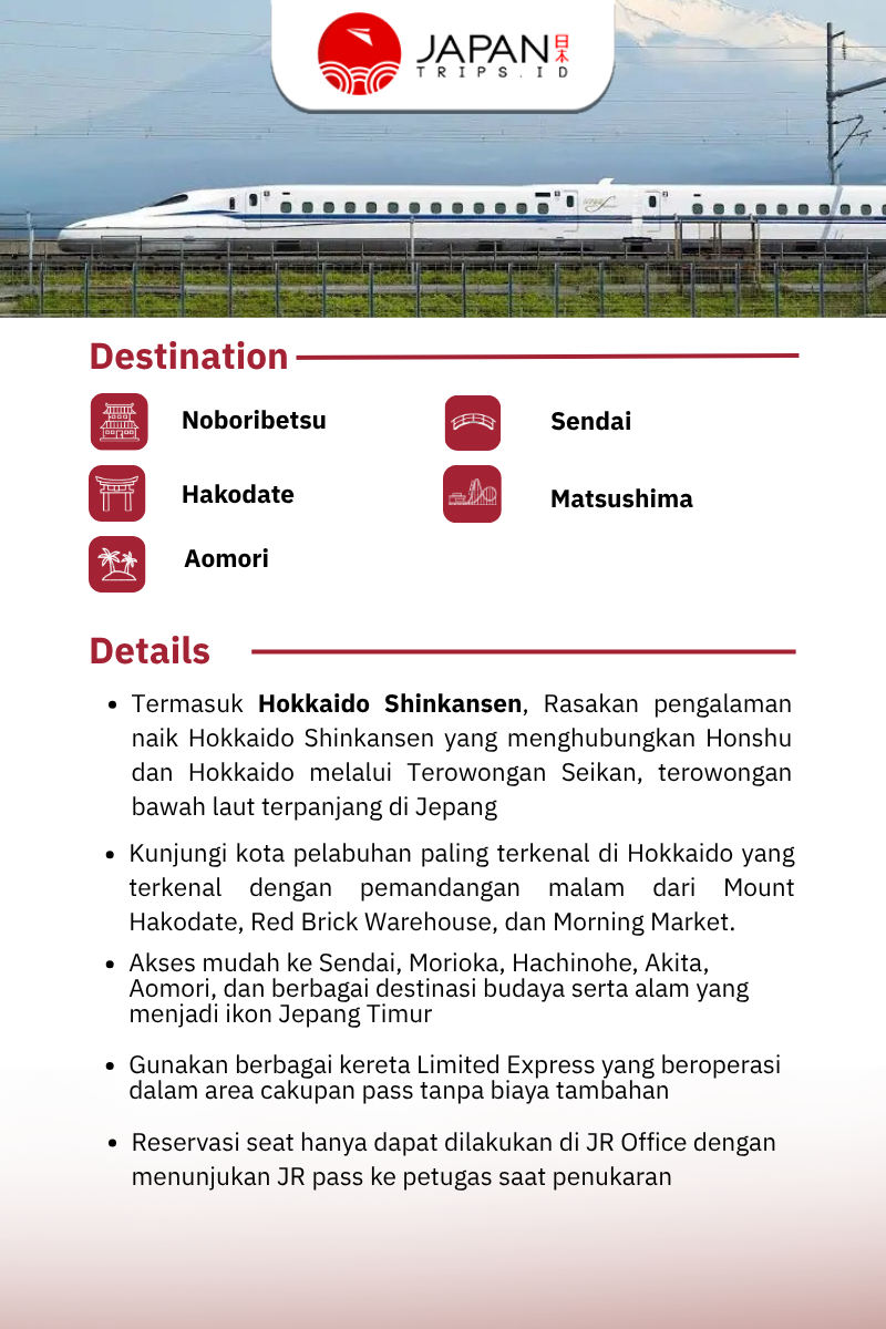 JR Tohoku-South Hokkaido Rail Pass 6 Days