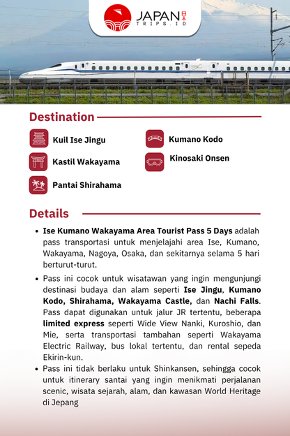 Ise Kumano Wakayama Area Tourist Pass 5 Days