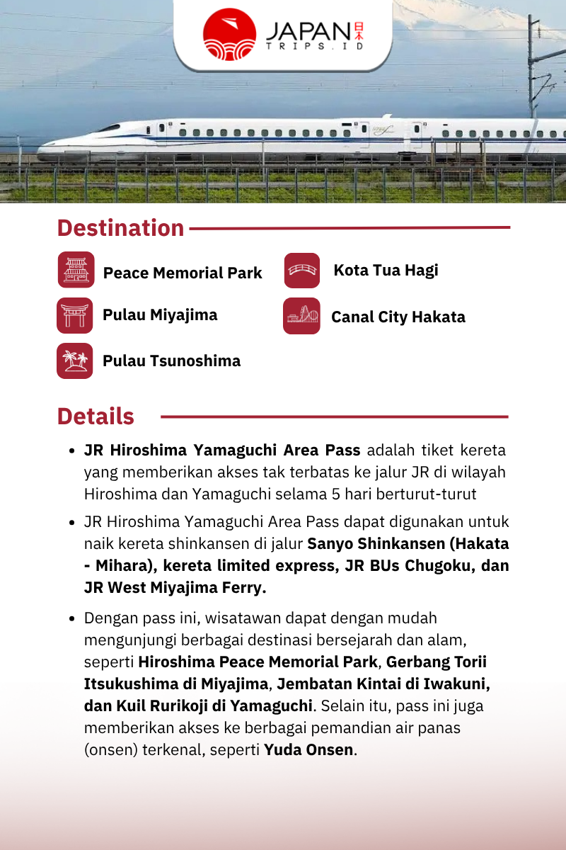 JR Hiroshima Yamaguchi Area Pass 5 Days