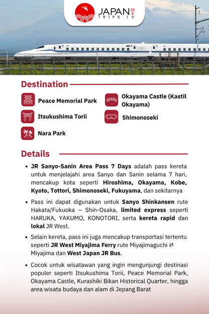 JR Sanyo-Sanin Area Pass 7 Days