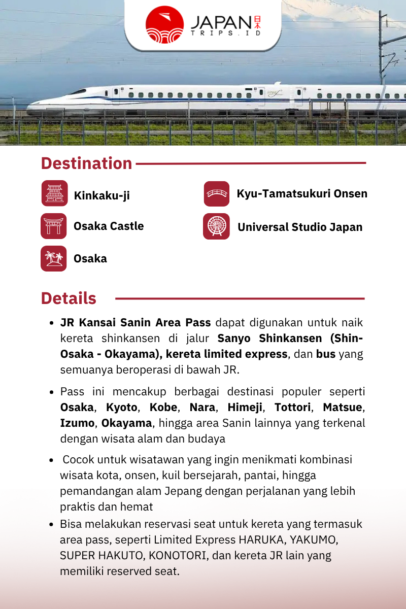 JR Kansai Sanin Area Pass 7 Hari
