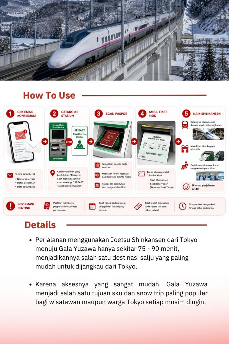 Shinkansen Tokyo to Gala Yuzawa | One Way Shinkansen Ticket