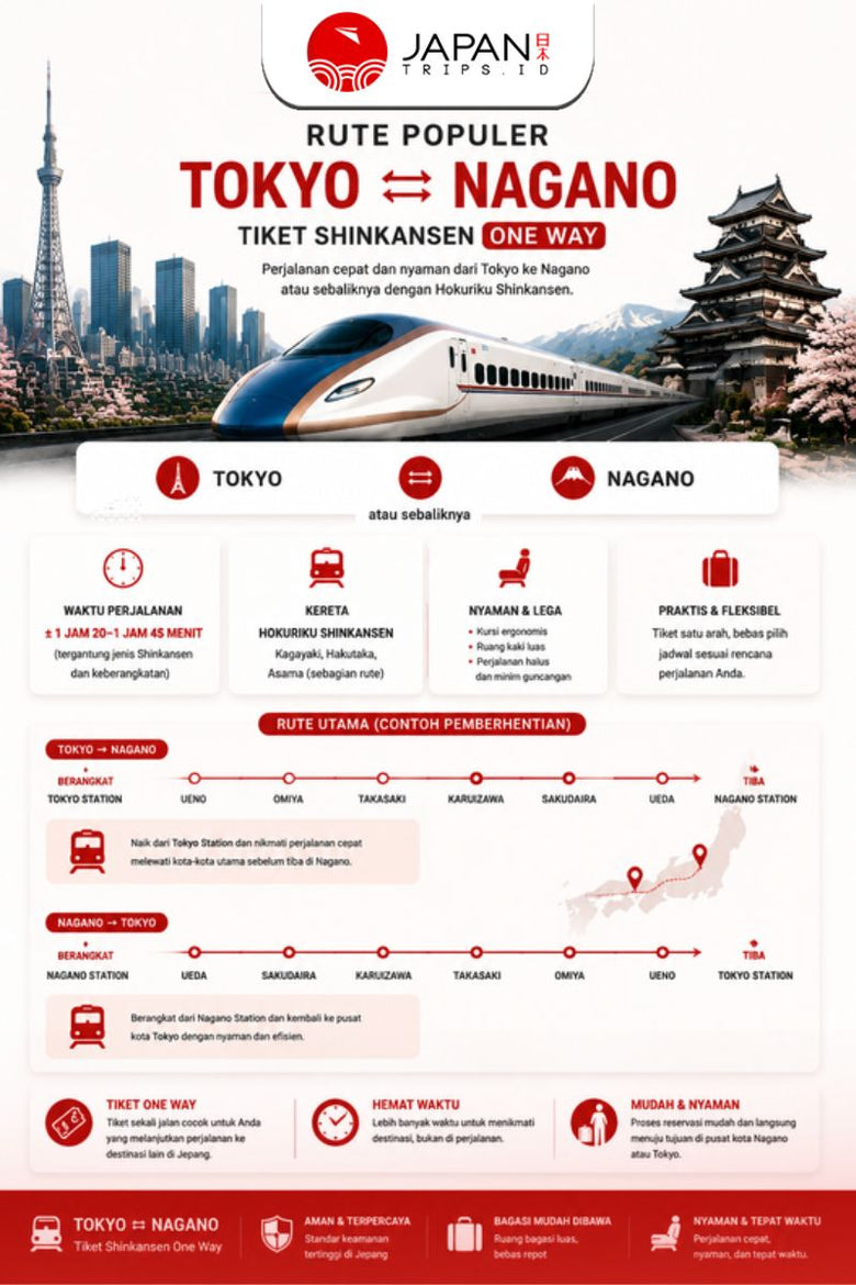 One Way Shinkansen Tokyo ⇆ Nagano