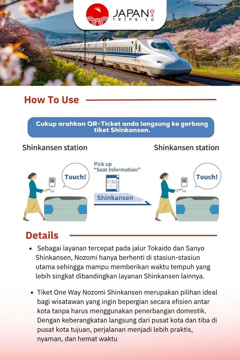 Shinkansen Tokyo/Shin Osaka/Kyoto To Nagoya/Fukuoka One Way Ticket | Nozomi Shinkansen