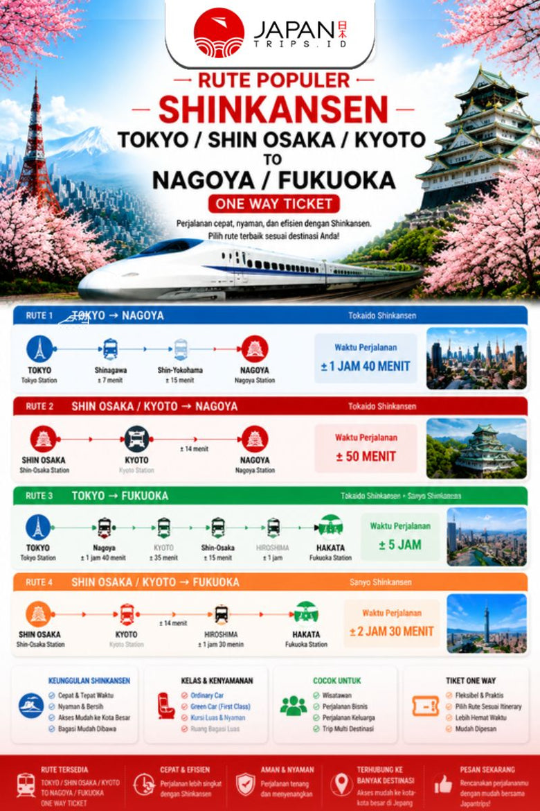 Shinkansen Tokyo/Shin Osaka/Kyoto To Nagoya/Fukuoka One Way Ticket | Nozomi Shinkansen
