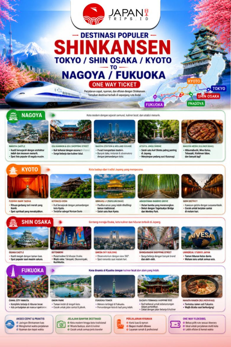 Shinkansen Tokyo/Shin Osaka/Kyoto To Nagoya/Fukuoka One Way Ticket | Nozomi Shinkansen