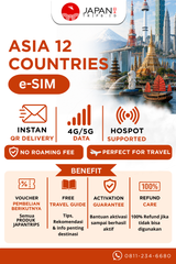 eSIM Asia Multi Country + TikTok | Singapore, Korea, Hong Kong, China | 12 Negara