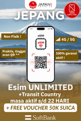eSIM Japan Unlimited + Transit Country | eSIM Travel Jepang