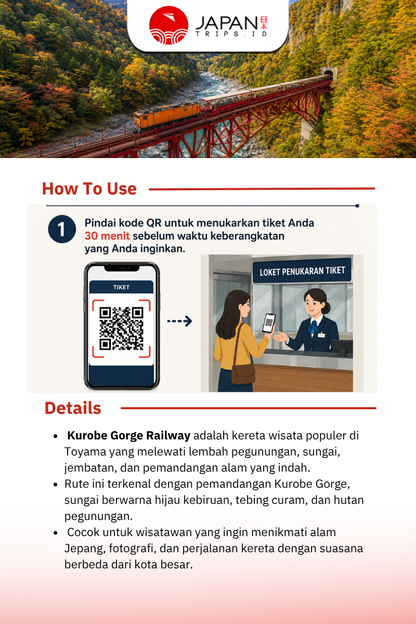 Kurobe Gorge Railway – Tiket Pulang Pergi Unazuki ⇄ Nekomata (Kereta Wisata)