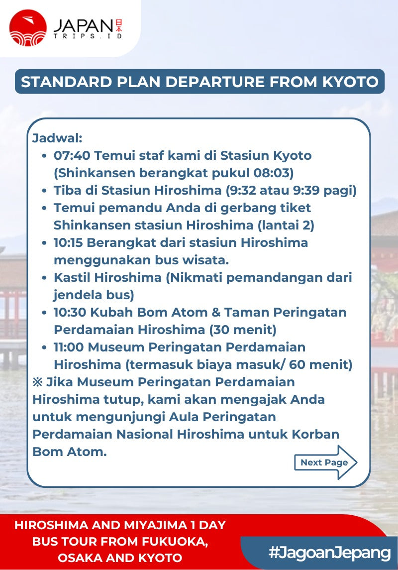 Hiroshima and Miyajima 1 Day Bus Tour from Fukuoka, Osaka and Kyoto