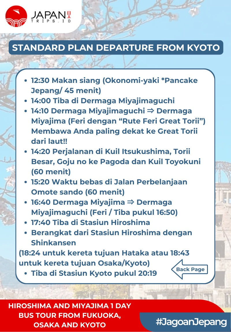 Hiroshima and Miyajima 1 Day Bus Tour from Fukuoka, Osaka and Kyoto