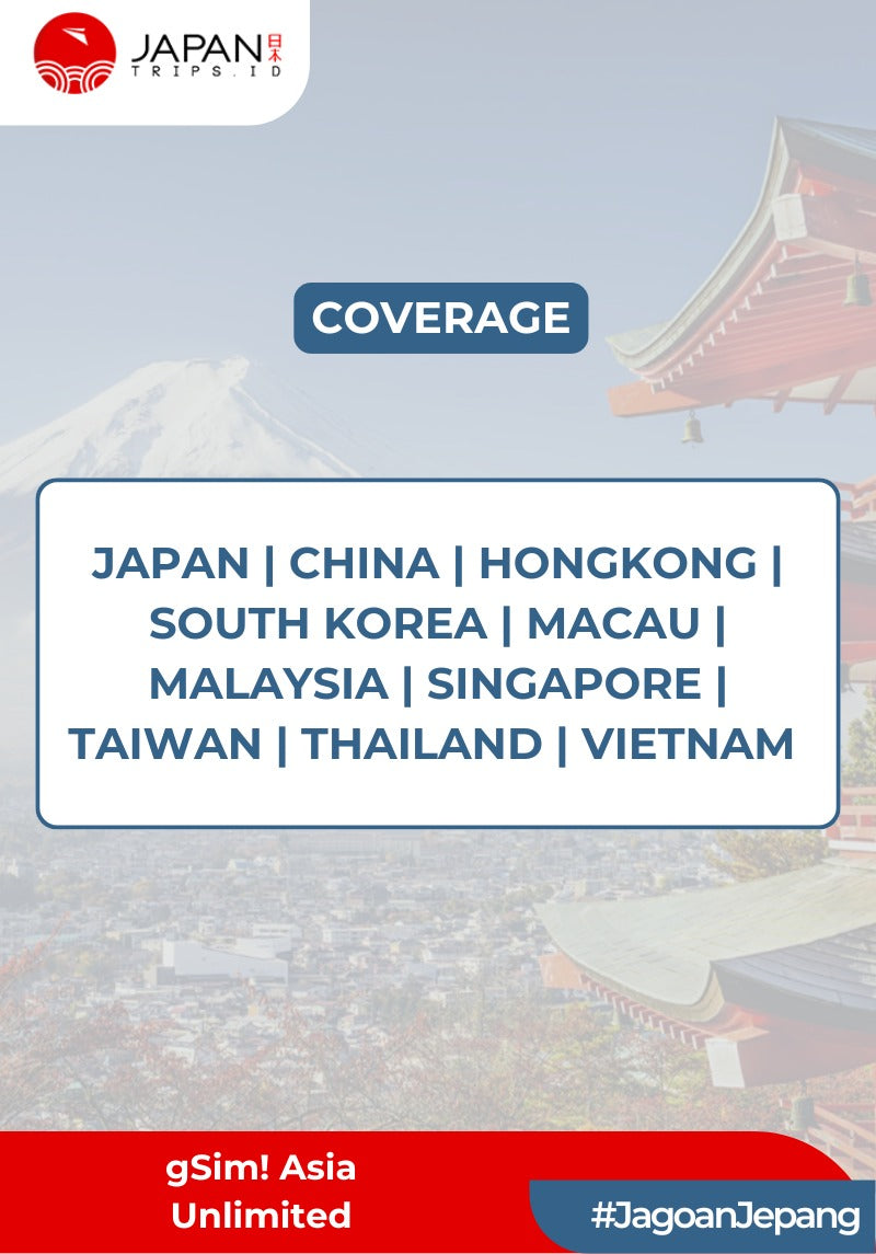 gSim! ASIA Unlimited – Reusable & TopUp Anytime | Japantrips