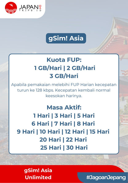 gSim! ASIA Unlimited – Reusable & TopUp Anytime | Japantrips