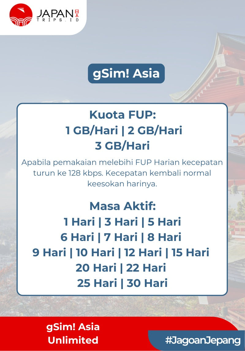 gSim! ASIA Unlimited – Reusable & TopUp Anytime | Japantrips