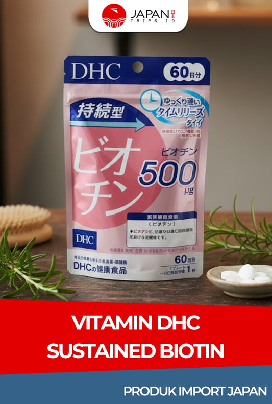 DHC Sustained Biotin 60 Hari (60 Kapsul) Suplemen Biotin untuk Rambut, Kulit & Kuku | Vitamin Jepang Asli