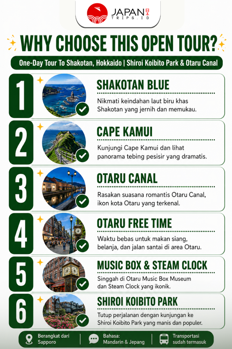 One-Day Tour To Shakotan, Hokkaido | Shiroi Koibito Park & Otaru Canal