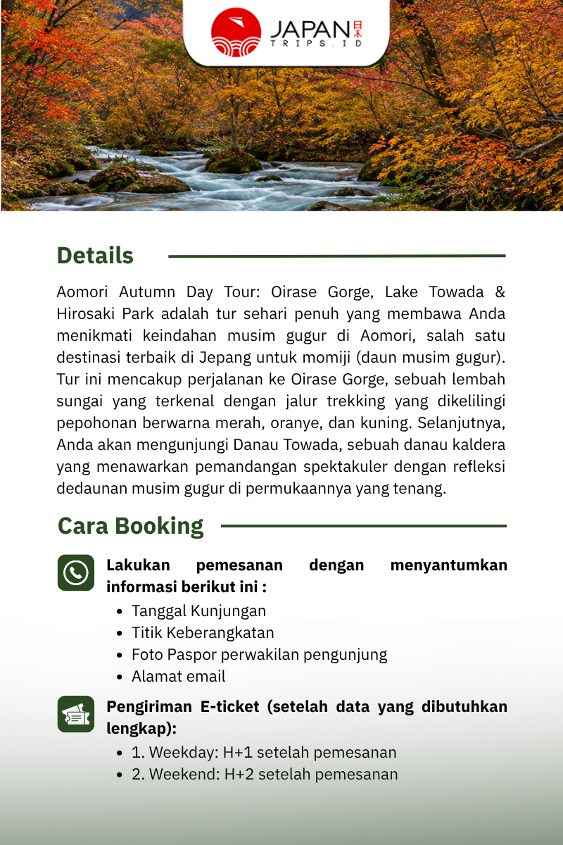 Aomori Autumn Day Tour: Oirase Gorge, Lake Towada & Hirosaki Park | Japan