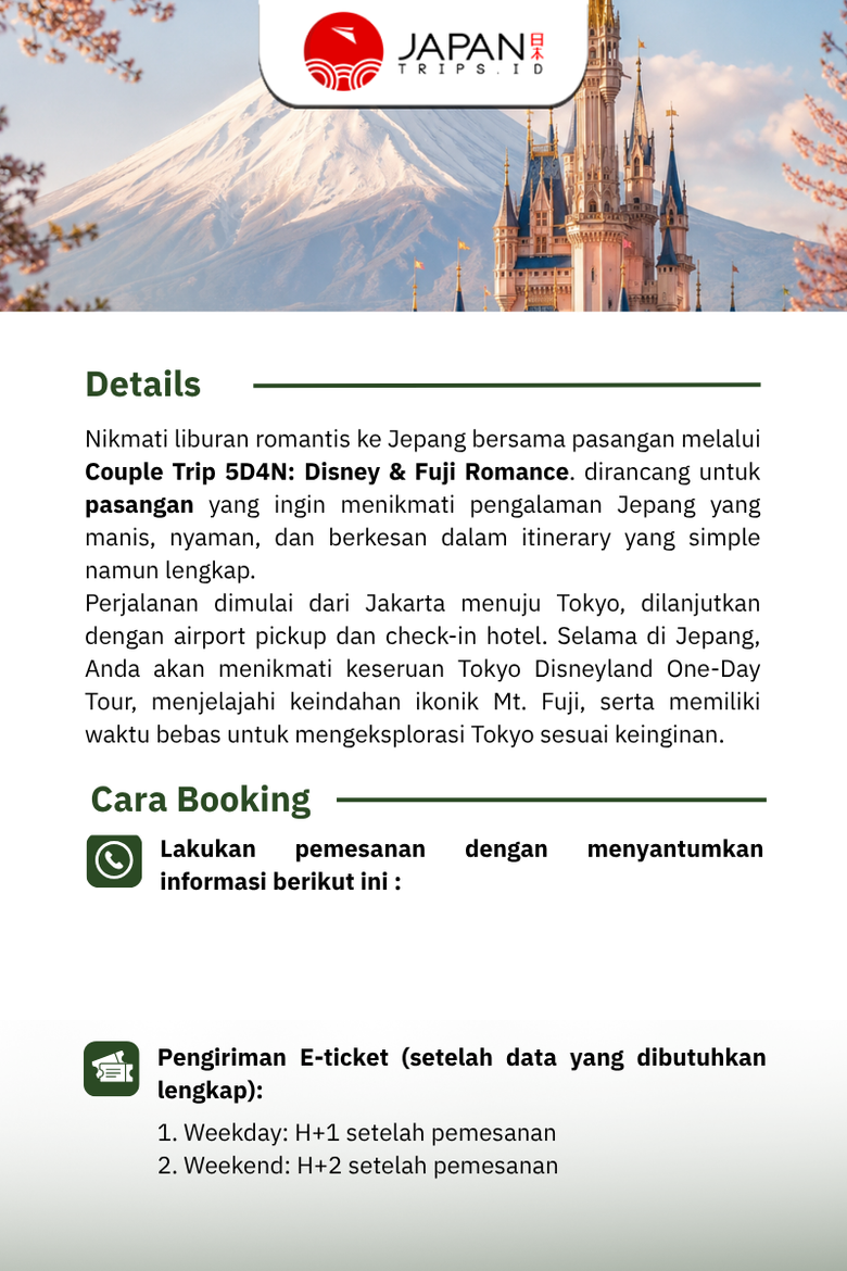 Couple Trip 5D4N Disney & Fuji Romance