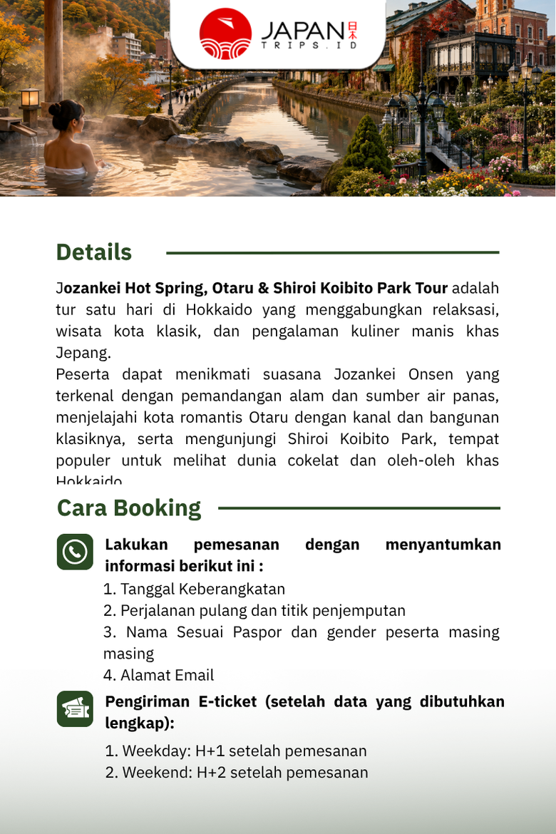Jozankei Hot Spring, Otaru & Shiroi Koibito Park Tour