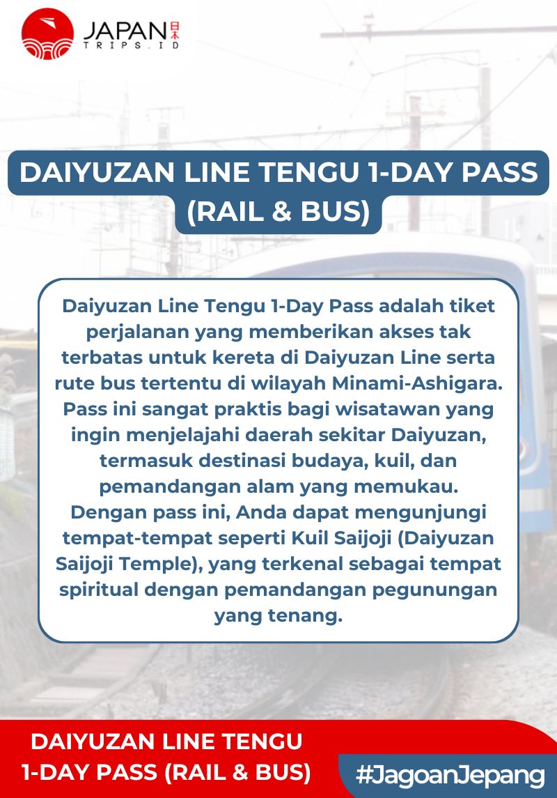 Daiyuzan Line Tengu 1-Day Pass (Rail & Bus) | Tiket 1 Hari Daiyuzan Line Tengu Kereta Api & Bis