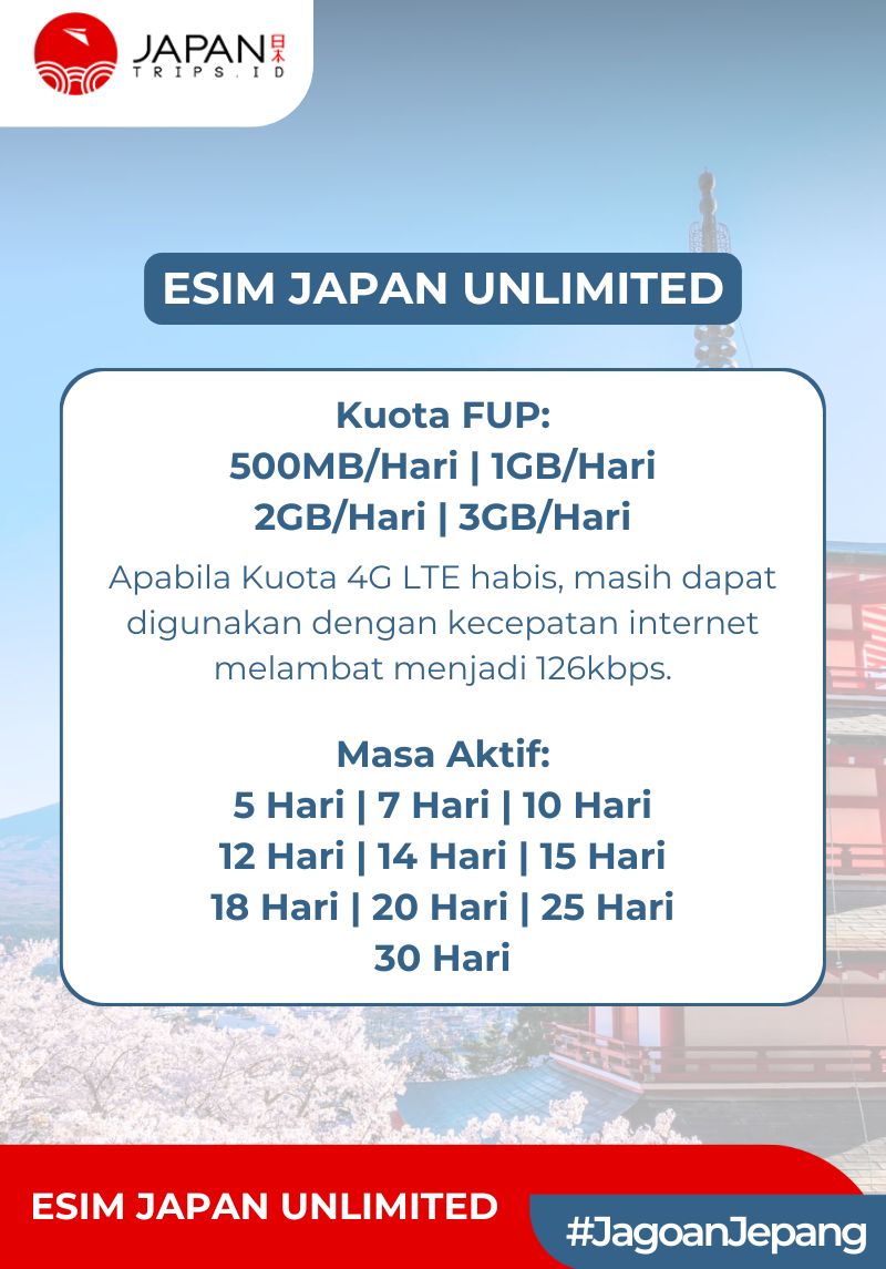 eSIM Japan Unlimited + Transit Country | eSIM Travel Jepang