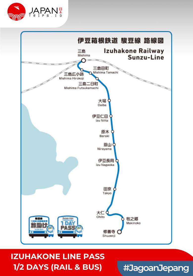 Izuhakone Line 2-Day & 1-Day Pass (Rail & Bus) | Tiket Izuhakone Line 1 & 2 Hari (Kereta & Bus)