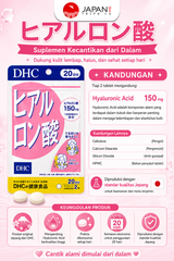 DHC Hyaluronic Acid 20 Days | Suplemen Asam Hialuronat untuk Menjaga Kelembapan Kulit | Original Jepang
