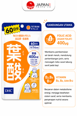 DHC Folic Acid 60 Days (60 Tablet) Asam Folat 400mcg - Mendukung Metabolisme & Energi Tubuh