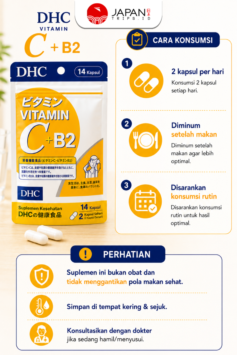 DHC Vitamin C + B2 Japan / 7 Days | Suplemen Kulit & Daya Tahan Tubuh