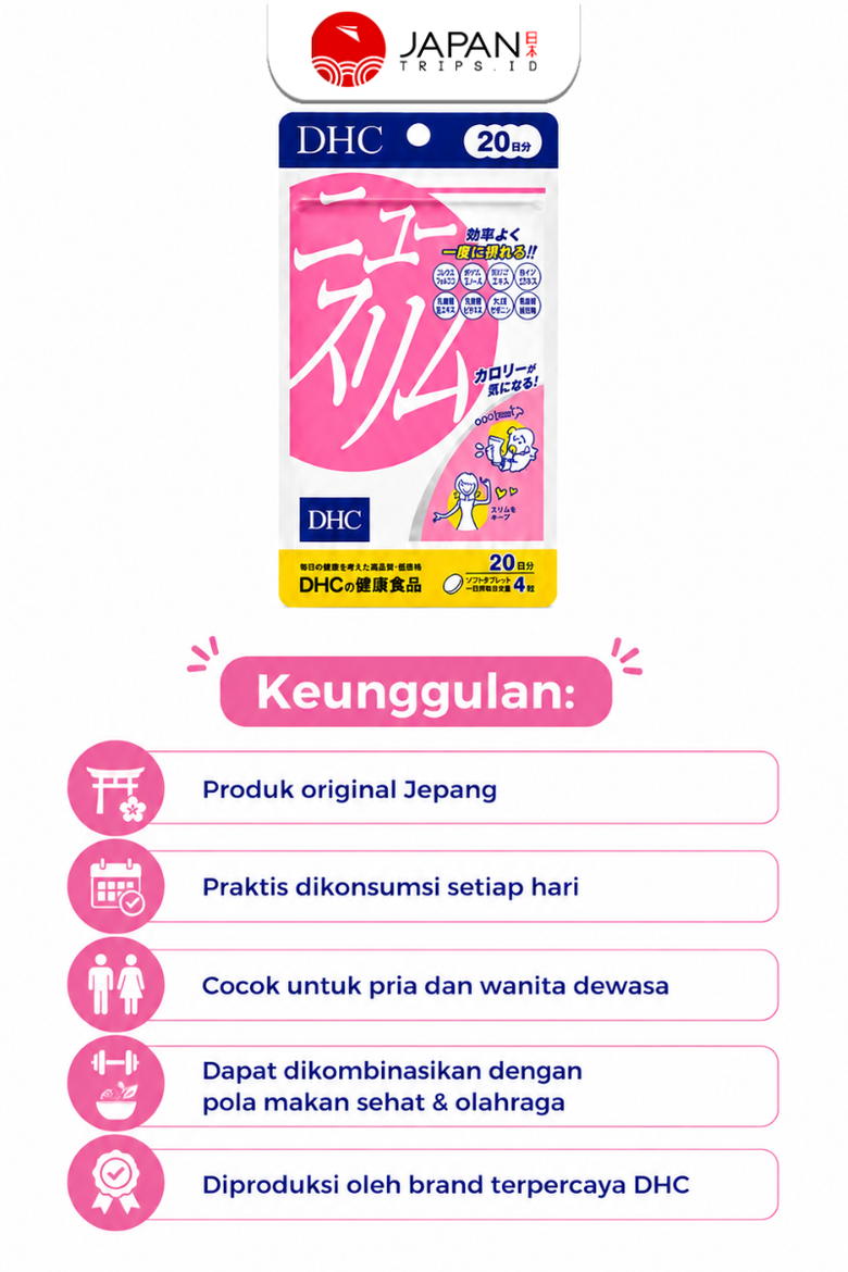DHC New Slim 20 Hari (80 Tablet) Suplemen Diet & Metabolisme | Vitamin Jepang Asli