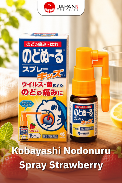 Kobayashi Nodonuru Spray 15ml | Cool / Original / Strawberry  | Obat Tenggorokan Jepang