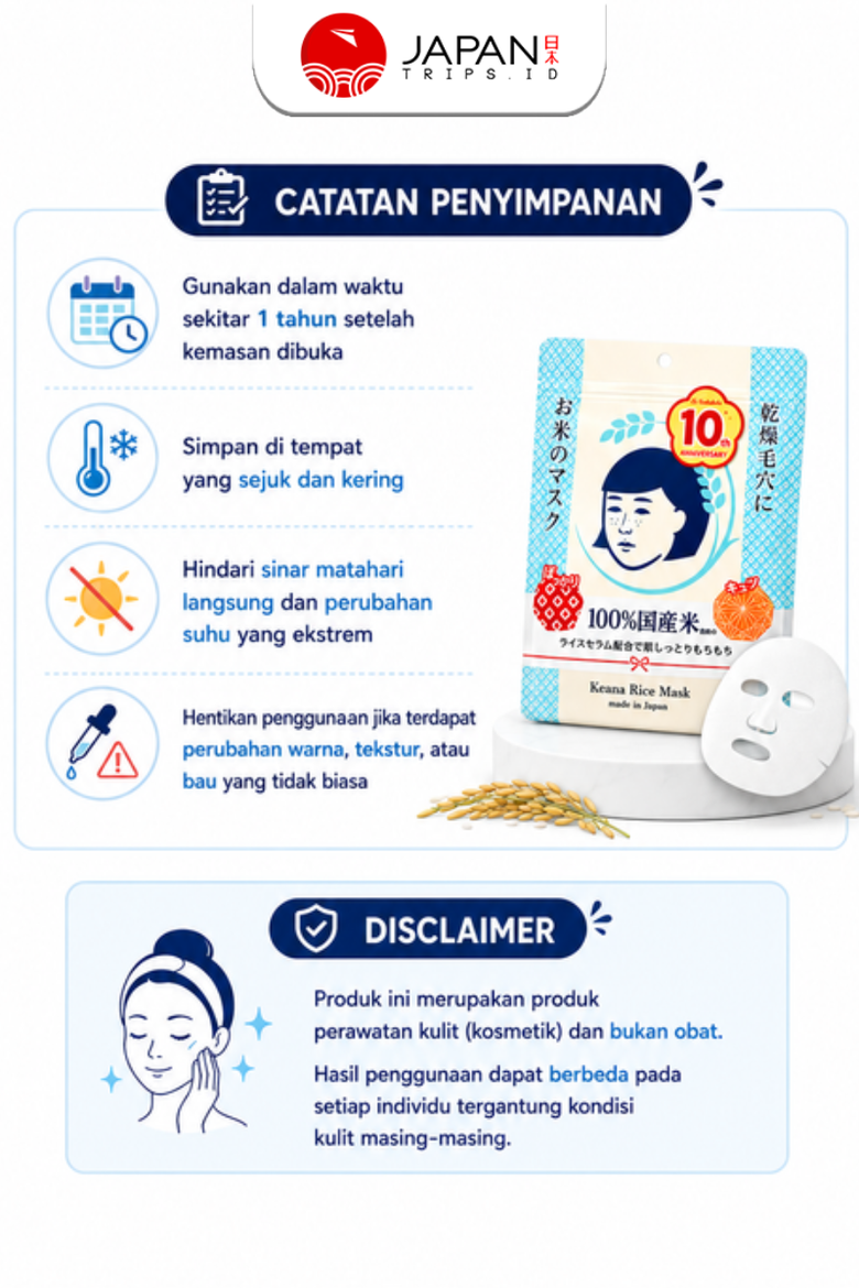 Keana Nadeshiko Rice Mask (Okeome no Mask) 10 Sheets | Made in Japan
