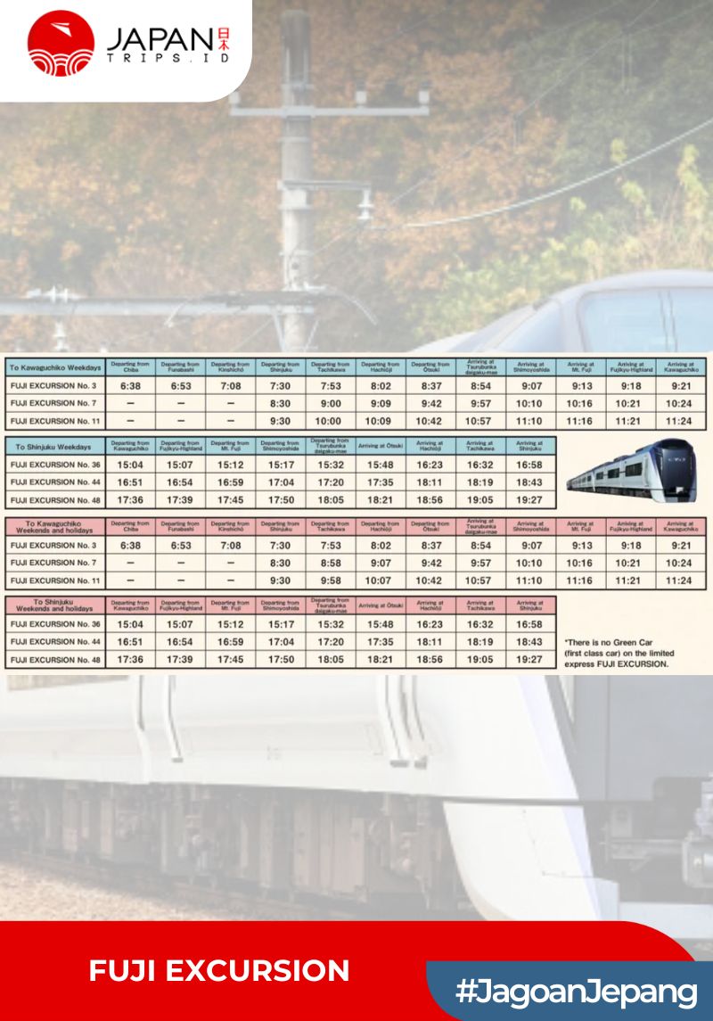 Excursion Time Table Fuji Excursion Ticket | Tiket Kereta Jepang Shinjuku Fuji Kawaguchiko ...