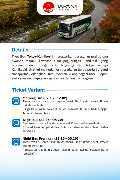 Tiket Bus Tokyo ⇆ Kamikochi | Bus Japan