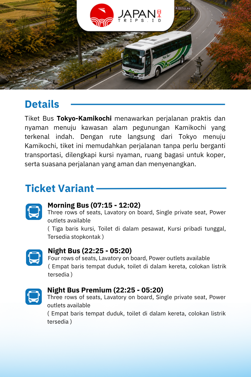 Tiket Bus Tokyo ⇆ Kamikochi | Bus Japan