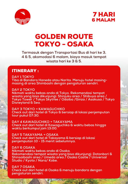 7D6N Package Golden Route Tokyo - Osaka